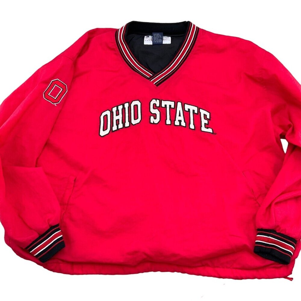 Champion Shacket Men 2XLarge Red OHIO STATE Nylon Softshell Lined Pullover Shirt